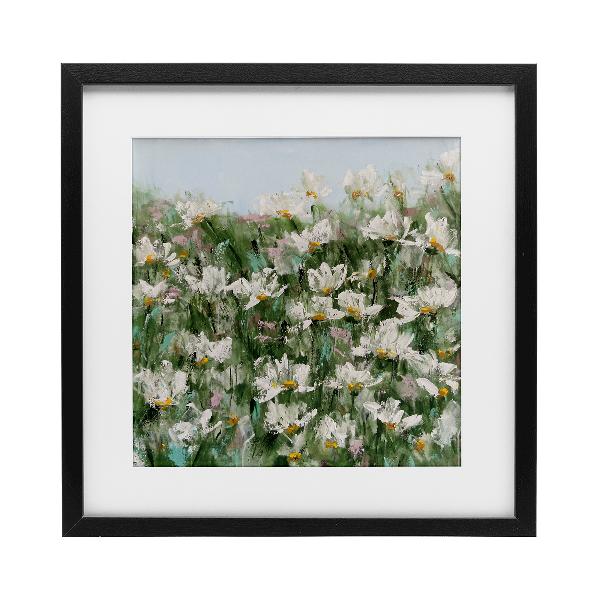 Stupell Industries Daisy Field in Springtime Framed Print Under Glass, design by Emma Bell